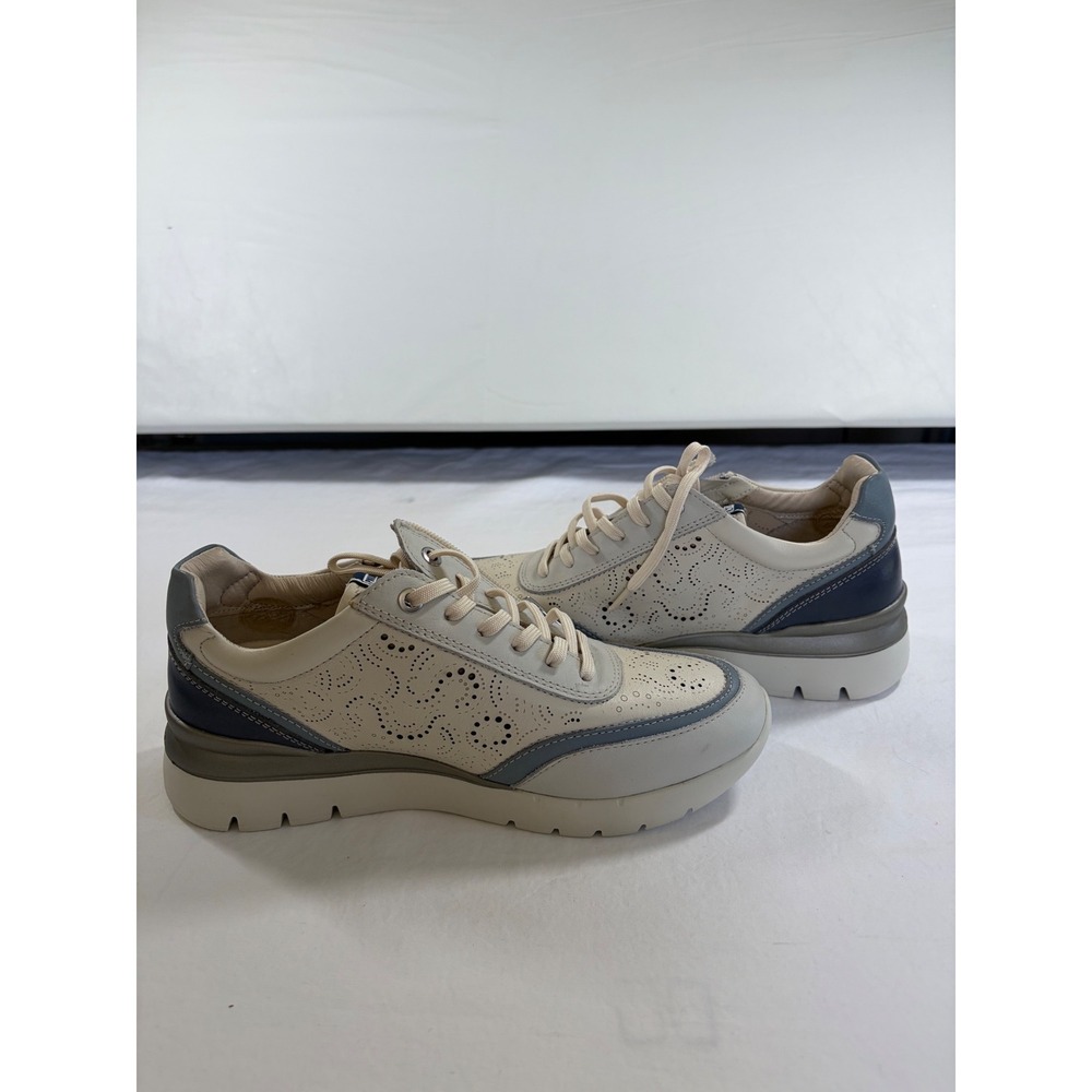 Pikolinos Cantabria Never Worn Cream Grey Leather Perforated Zip Sneakers 38 - Picture 4 of 16